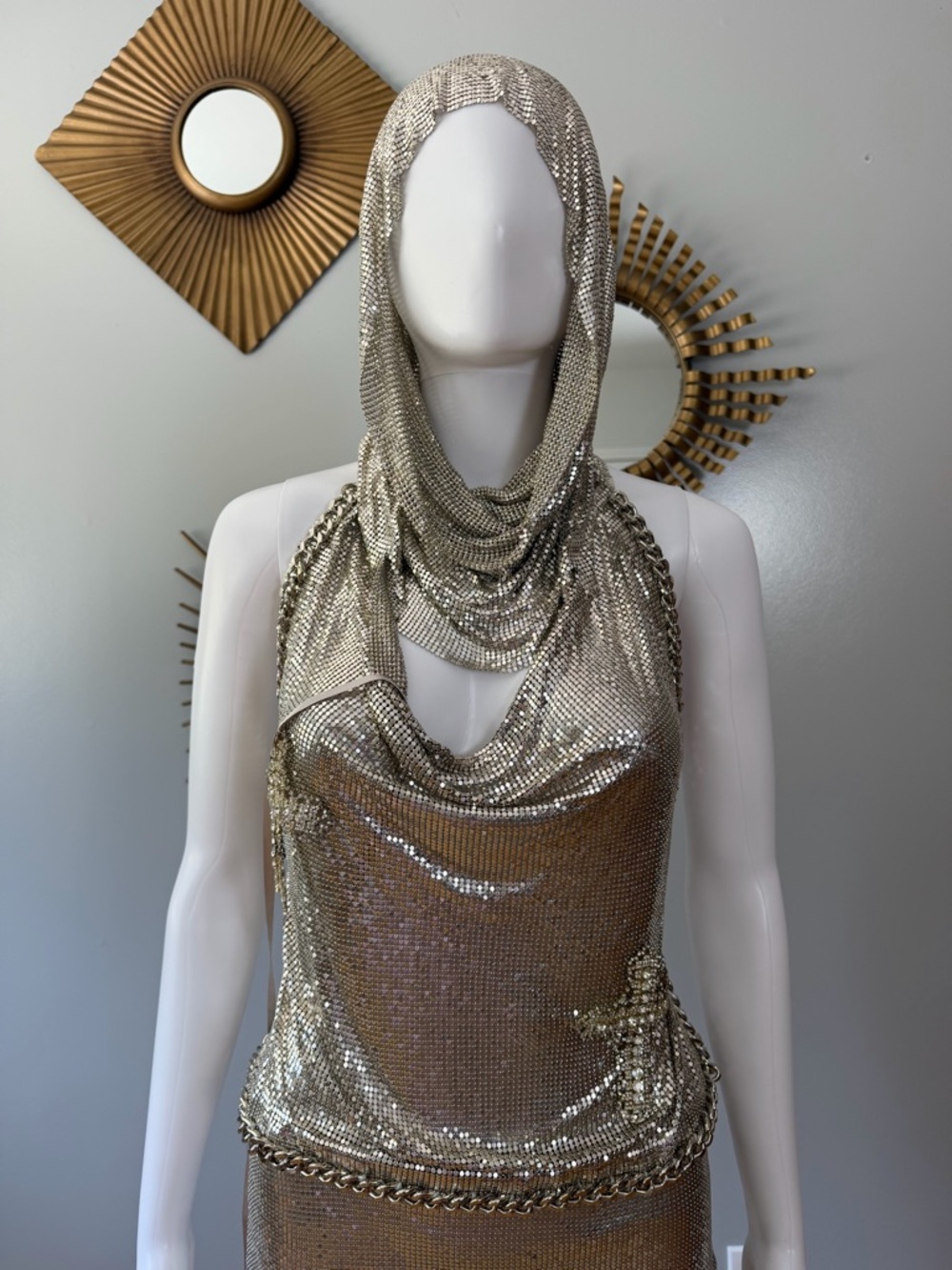 REVOLVE - The Dolls House Silver Metallic Chainmail Hood Top & Mini Skirt Set - Picture 6 of 17